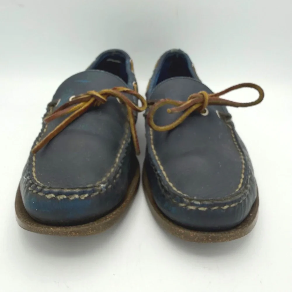 Northland Mens 9.5 Shoes Navy Blue Loafers Leather Boat Casual Slip On Top Sider